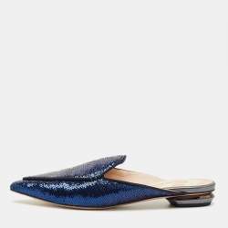 مملوكة مسبقًا Nicholas Kirkwood Beya Size 38 Blue Sequins Mules