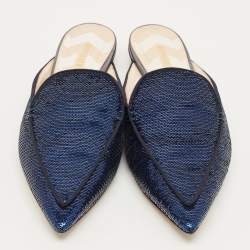 Pre Owned Nicholas Kirkwood Beya Size 38 Blue Sequins Mules
