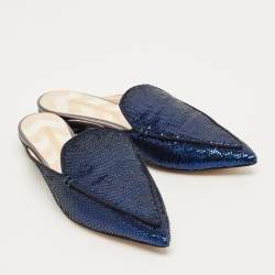 Pre Owned Nicholas Kirkwood Beya Size 38 Blue Sequins Mules