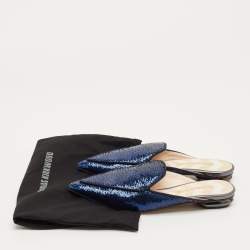 Pre Owned Nicholas Kirkwood Beya Size 38 Blue Sequins Mules