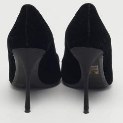 مملوكة مسبقًا حذاء كعب عالٍ نيكولاس كيركوود مقدمة مدببة نقش عين مخمل أسود مقاس 35.5