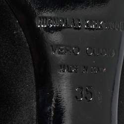 مملوكة مسبقًا حذاء كعب عالي نيكولاس كيركوود سويدي أسود بتفاصيل لؤلؤ مزيف مقاس 38