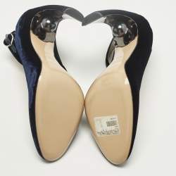 Pre Owned Nicholas Kirkwood lola Size 40.5 Navy Blue Velvet Pumps