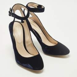 Pre Owned Nicholas Kirkwood lola Size 40.5 Navy Blue Velvet Pumps