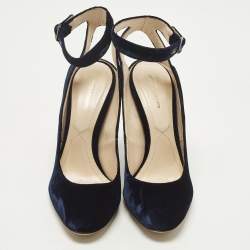 Pre Owned Nicholas Kirkwood lola Size 40.5 Navy Blue Velvet Pumps