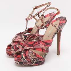 Pre Owned Nicholas Kirkwood Size 39 Multicolor Python Leather Platform T-Strap Sandals