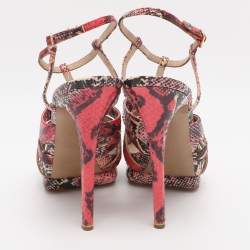 Pre Owned Nicholas Kirkwood Size 39 Multicolor Python Leather Platform T-Strap Sandals