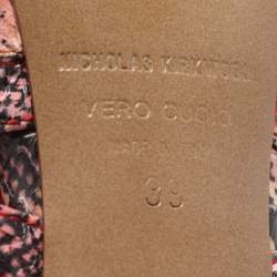 Pre Owned Nicholas Kirkwood Size 39 Multicolor Python Leather Platform T-Strap Sandals