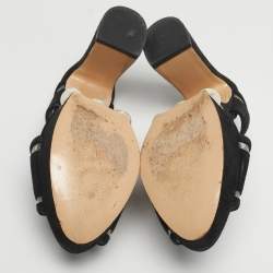 مملوكة مسبقًا صندل نيكولاس كيركوود سير كاحل نعل سميك مزخرف لؤلؤ سويدي أسود مقاس 38