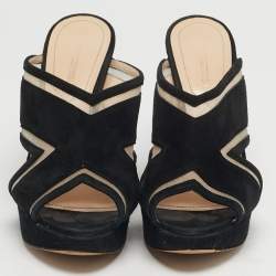 مملوكة مسبقًا صندل نيكولاس كيركوود سير كاحل نعل سميك مزخرف لؤلؤ سويدي أسود مقاس 38