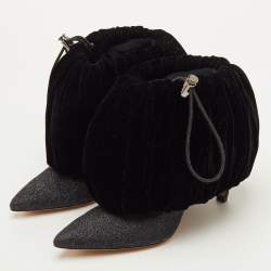 Pre Owned Nicholas Kirkwood Size 40 Black/Metallic Glitter and Velvet Booties