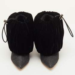Pre Owned Nicholas Kirkwood Size 40 Black/Metallic Glitter and Velvet Booties