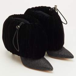 Pre Owned Nicholas Kirkwood Size 40 Black/Metallic Glitter and Velvet Booties
