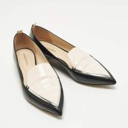 Pre Owned Nicholas Kirkwood Beya Size 38.5 Black/Cream Leather Smoking Slippers