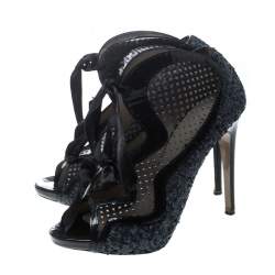 Nicholas Kirkwood Two Tone Sequined and Mesh Peep Toe Booties Size 38.5