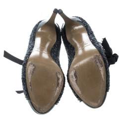 Nicholas Kirkwood Two Tone Sequined and Mesh Peep Toe Booties Size 38.5