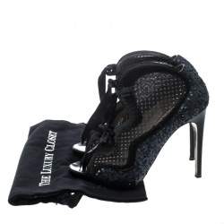 Nicholas Kirkwood Two Tone Sequined and Mesh Peep Toe Booties Size 38.5