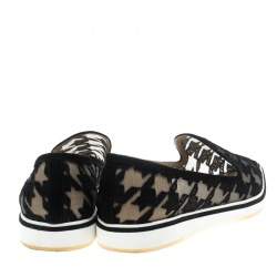 Nicholas Kirkwood Black Mesh and Fabric Alona Hound's Tooth Emroidered Pointed Toe Loafers Size 38
