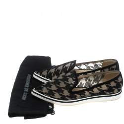 Nicholas Kirkwood Black Mesh and Fabric Alona Hound's Tooth Emroidered Pointed Toe Loafers Size 38