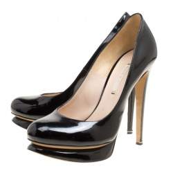 Nicholas Kirkwood Black Patent Platform Pumps Size 38.5