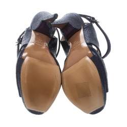 Pre Owned Nicholas Kirkwood Purple Ceramic Leather Ankle Straps Platform Sandals Size 39