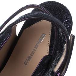 Pre Owned Nicholas Kirkwood Purple Ceramic Leather Ankle Straps Platform Sandals Size 39