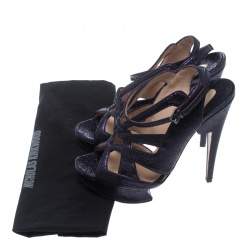 Pre Owned Nicholas Kirkwood Purple Ceramic Leather Ankle Straps Platform Sandals Size 39