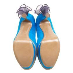 Nicholas Kirkwood Blue Suede Ruffle Trimmed Platform Pumps Size 38