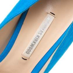 Nicholas Kirkwood Blue Suede Ruffle Trimmed Platform Pumps Size 38