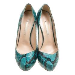 Nicholas Kirkwood Two Tone Python Leather Platform Pumps Size 38