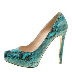 Nicholas Kirkwood Two Tone Python Leather Platform Pumps Size 38