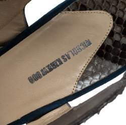Nicholas Kirkwood Multicolor Suede and Python Platform Slingback Sandals Size 37