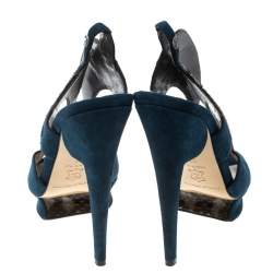 Nicholas Kirkwood Multicolor Suede and Python Platform Slingback Sandals Size 37
