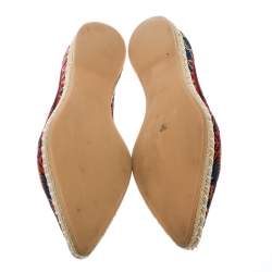 Nicholas Kirkwood Black/Multicolor Embroidered Fabric Mexican Pointed Toe Espadrilles Size 39