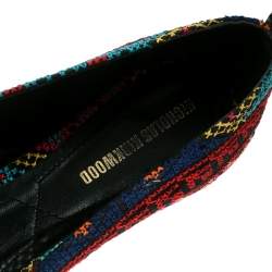 Nicholas Kirkwood Black/Multicolor Embroidered Fabric Mexican Pointed Toe Espadrilles Size 39