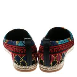 Nicholas Kirkwood Black/Multicolor Embroidered Fabric Mexican Pointed Toe Espadrilles Size 39
