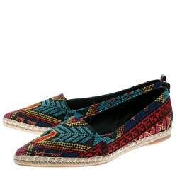 Nicholas Kirkwood Black/Multicolor Embroidered Fabric Mexican Pointed Toe Espadrilles Size 39