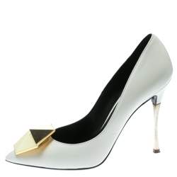 Nicholas Kirkwood White Leather Hexagon Pointed Toe Pumps Size 37.5