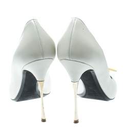 Nicholas Kirkwood White Leather Hexagon Pointed Toe Pumps Size 37.5
