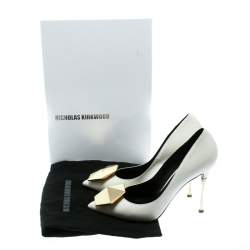 Nicholas Kirkwood White Leather Hexagon Pointed Toe Pumps Size 37.5