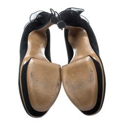 Nicholas Kirkwood Black Suede Ruffle Trimmed Platform Pumps Size 37.5