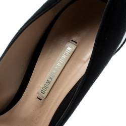 Nicholas Kirkwood Black Suede Ruffle Trimmed Platform Pumps Size 37.5
