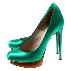 Nicholas Kirkwood Green Satin Platform Pumps Size 36.5