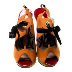  Nicholas Kirkwood Multicolor Suede And Elaphe Python Cut Out Platform Slingback Sandals Size 38