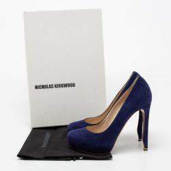 Nicholas Kirkwood Blue Suede Platform Pumps Size 36.5