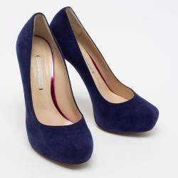 Nicholas Kirkwood Blue Suede Platform Pumps Size 36.5
