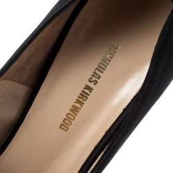 Pre Owned Nicholas Kirkwood Black Satin Casati Faux Pearl Platform Pumps Size 39