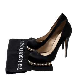 Pre Owned Nicholas Kirkwood Black Satin Casati Faux Pearl Platform Pumps Size 39