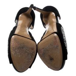 Pre Owned Nicholas Kirkwood Monochrome Suede Cut Out Peep Toe Platform Sandals Size 39