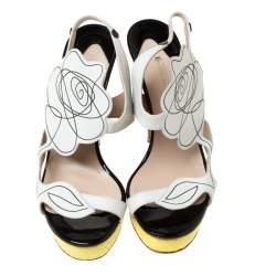 Nicholas Kirkwood Multicolor Flower Leather and Python Platform Sandals Size 39